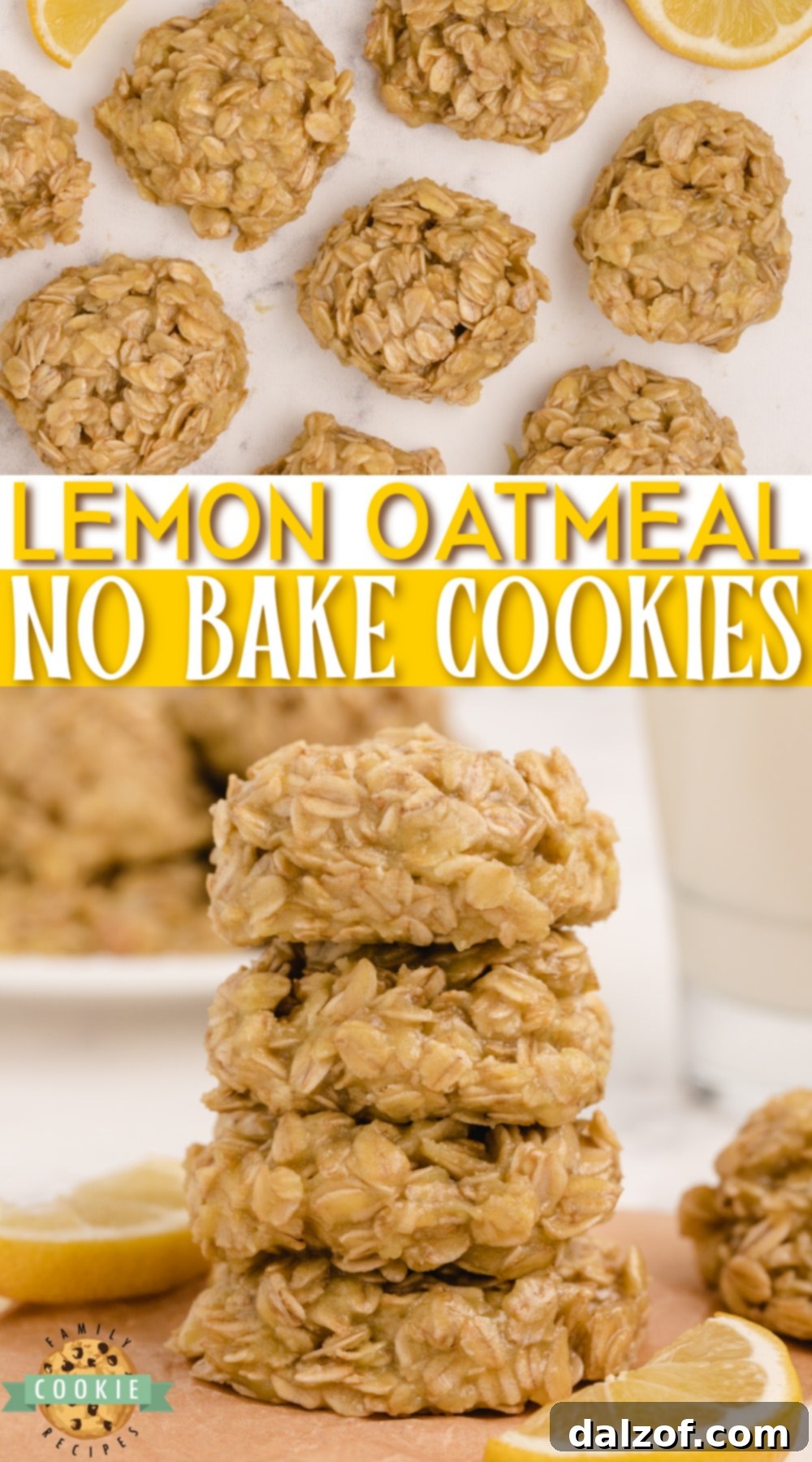 Lemon Oatmeal No Bake Cookies are simple oatmeal cookies made with just a few ingredients. Delicious no bake cookie recipe packed with lemon flavor! 