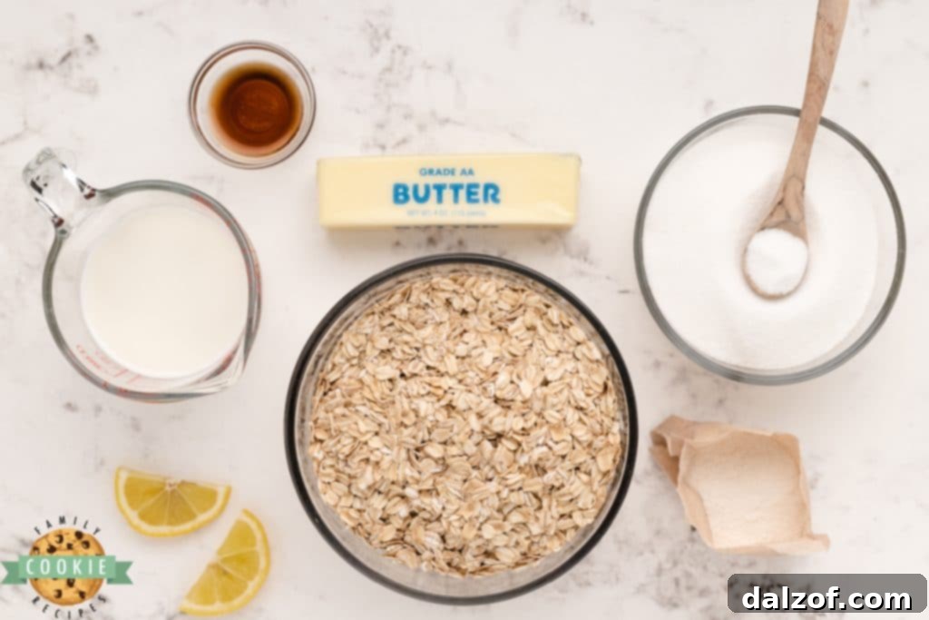 Ingredients in Lemon Oatmeal No Bake Cookies