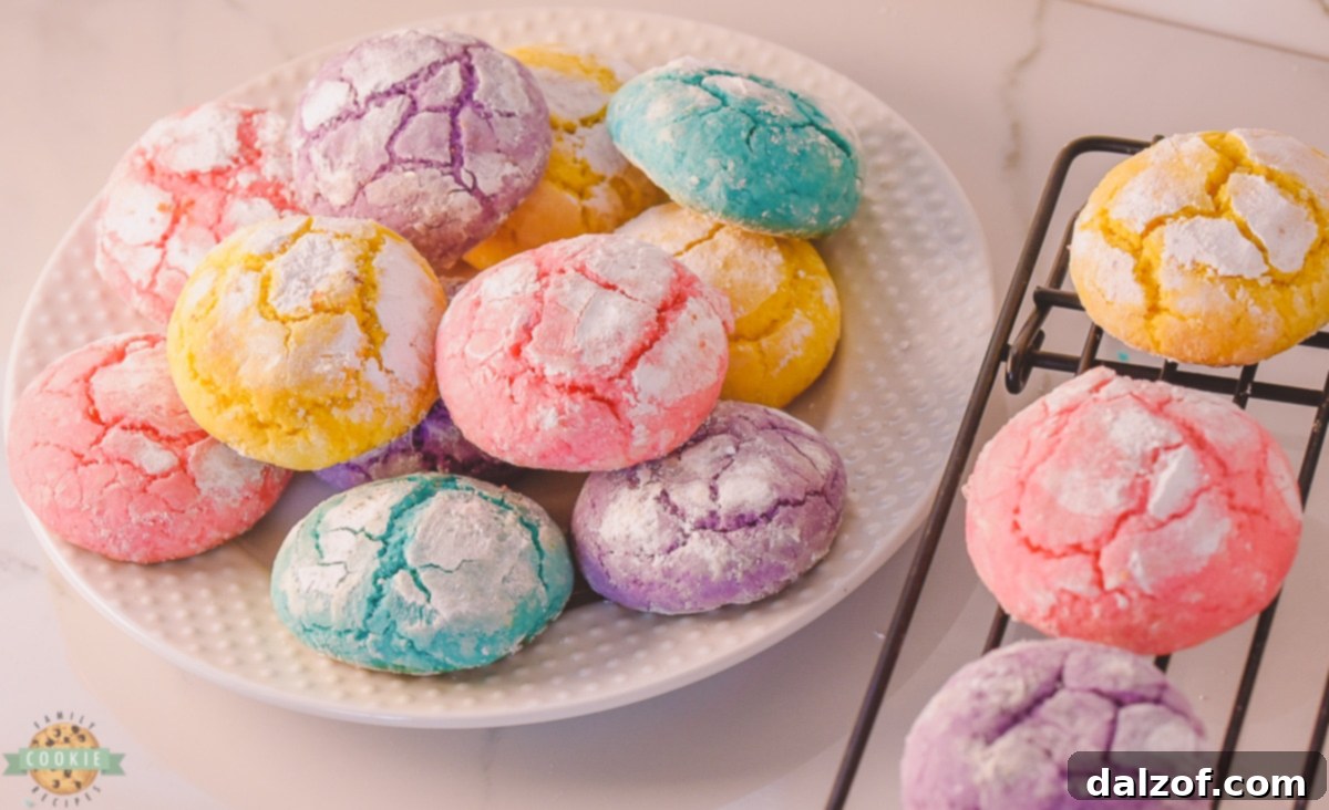 Beautifully arranged pastel lemon crinkle cookies