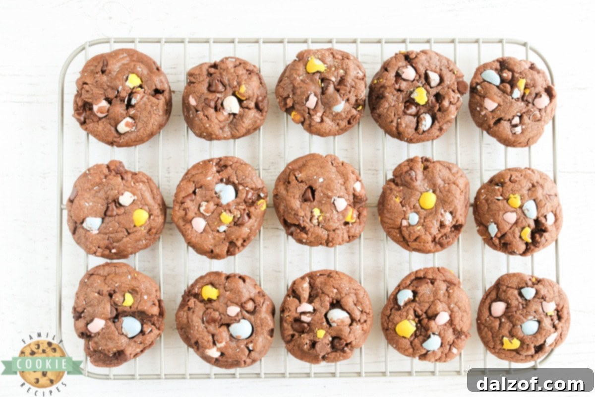 Chocolate cookies with Cadbury Mini Eggs
