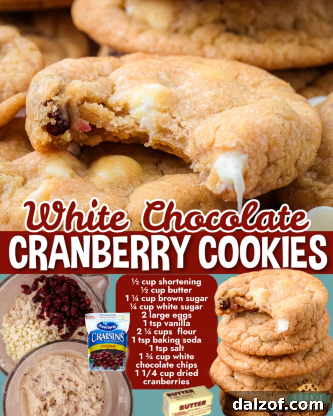 Cranberry White Chocolate Cookies with classic ingredients