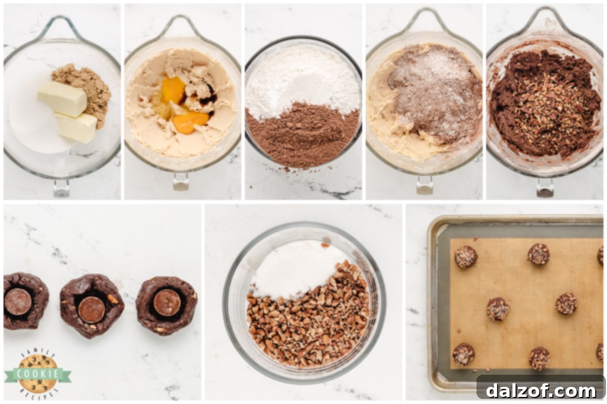 Decadent Chocolate Caramel Pecan Cookies 4 Step by step instructions on how to make Chocolate Caramel Pecan Cookies.