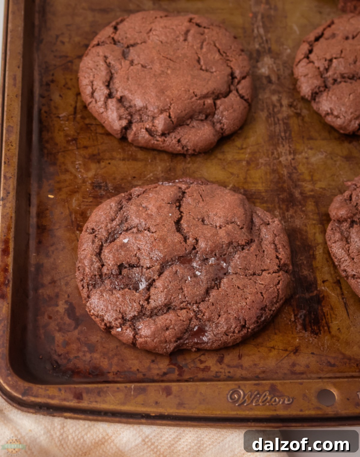 Chocolate Lava Cookies on a Baking Sheet