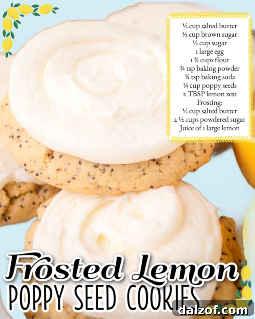 Frosted Lemon Poppy Seed Delights 6 Frosted Lemon Poppy Seed Cookies