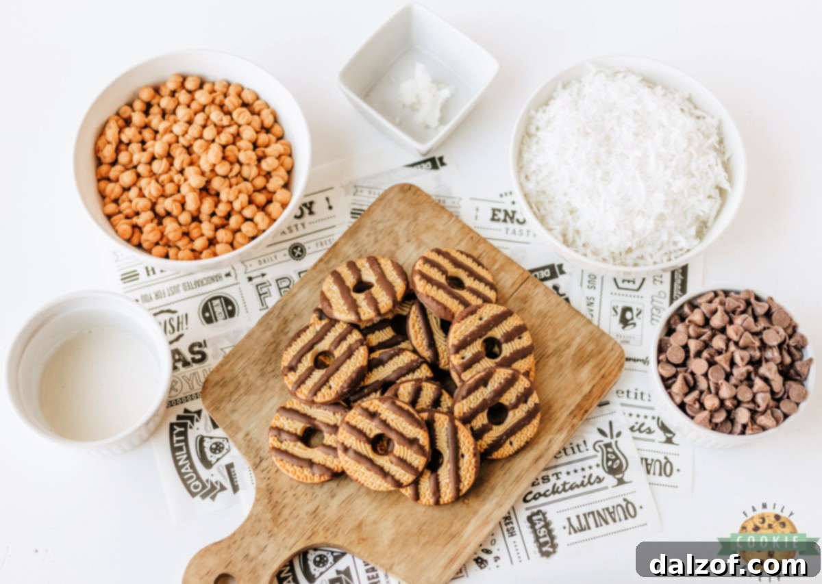 Ingredients in No-Bake Samoas Cookies.