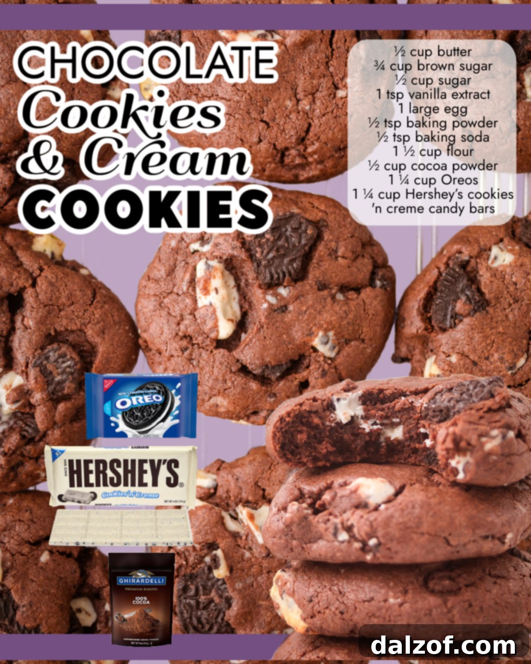 Beautifully arranged chocolate cookies and cream cookies, ready to be served, capturing their delightful appearance.