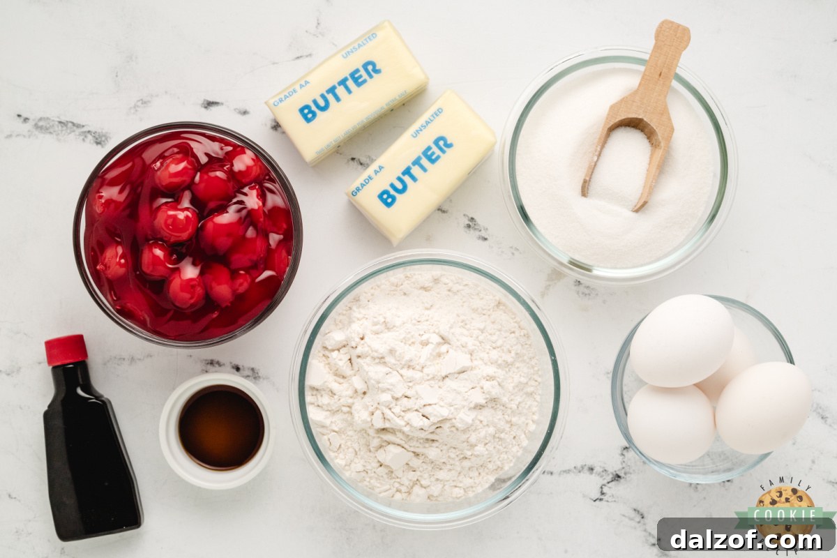 Ingredients in Cherry Pie Cookie Bars recipe.