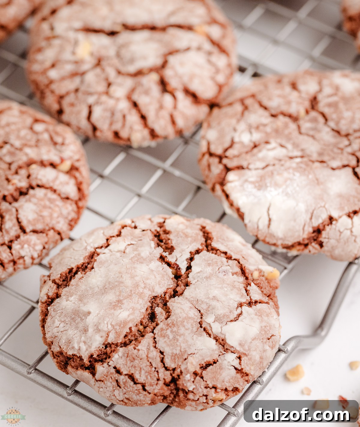 Nutella cookies on a cooling rack