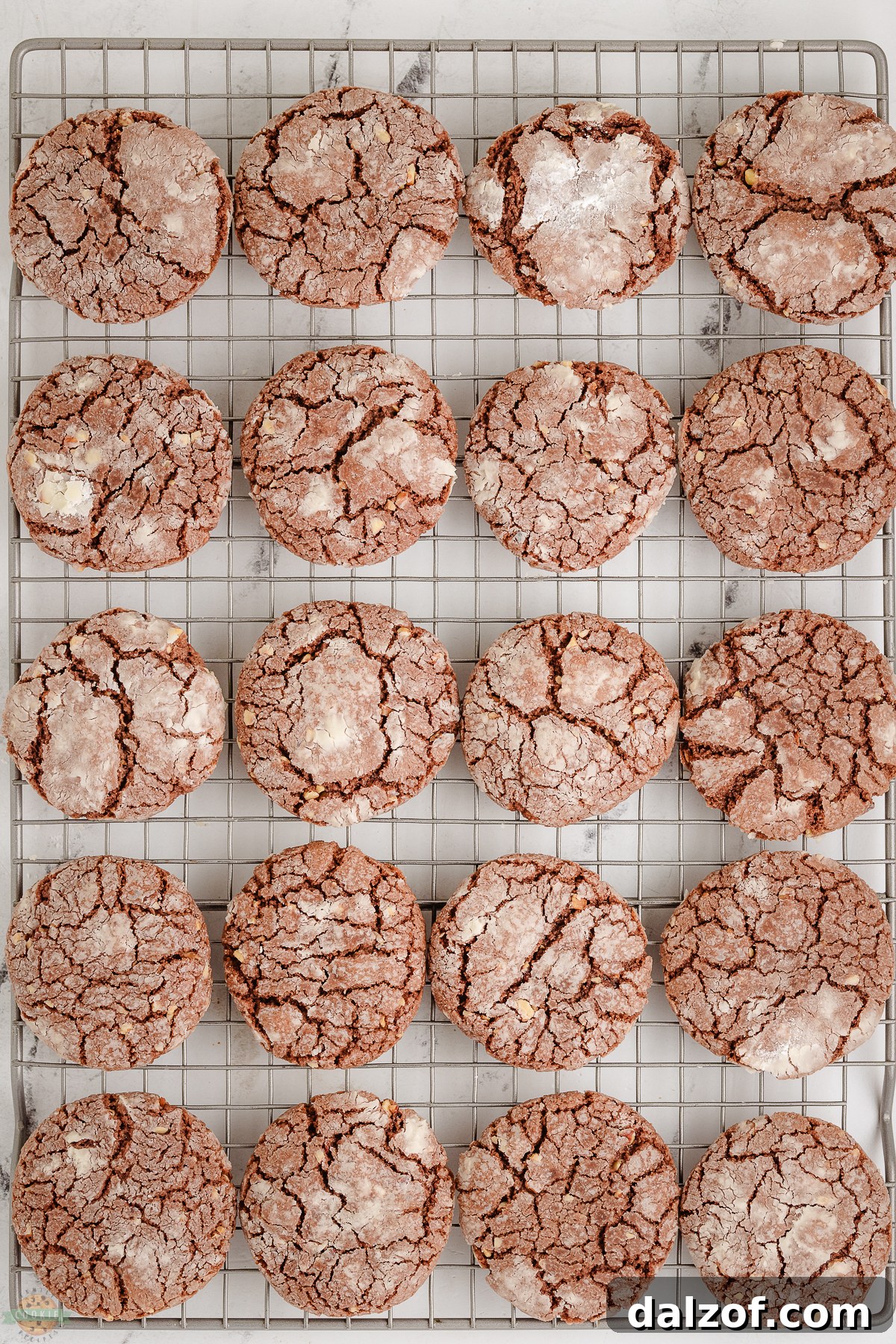Nutella Crinkle Cookies on a cooling rack