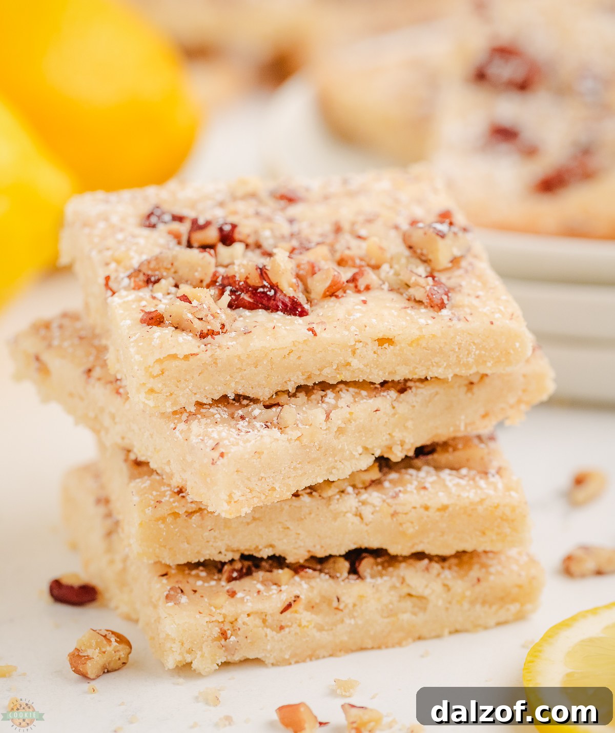 lemon shortbread bars with pecans
