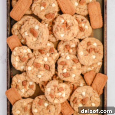 A tray of delicious homemade White Chocolate Biscoff Cookies.