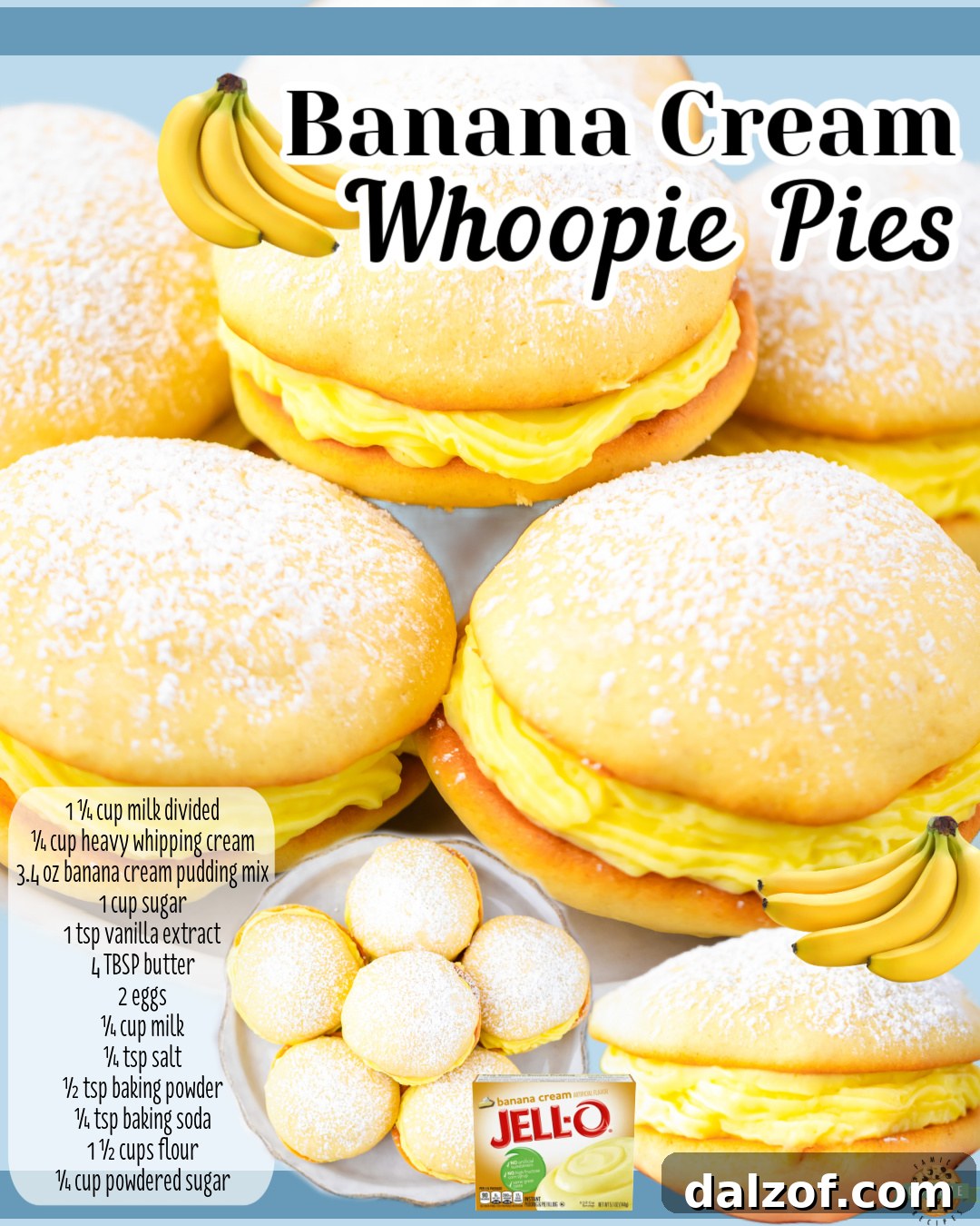 Banana Pudding Whoopie Pies turn a Southern classic into a handheld treat with soft, cake-like cookies and a rich, creamy banana pudding filling. Each bite is fluffy, sweet, and full of nostalgic banana flavor.