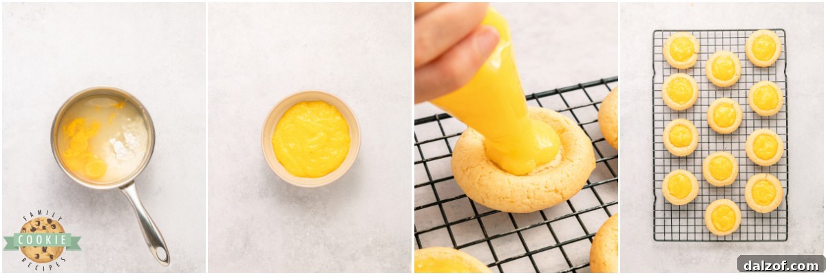 how to make the lemon curd filling for the cookies.