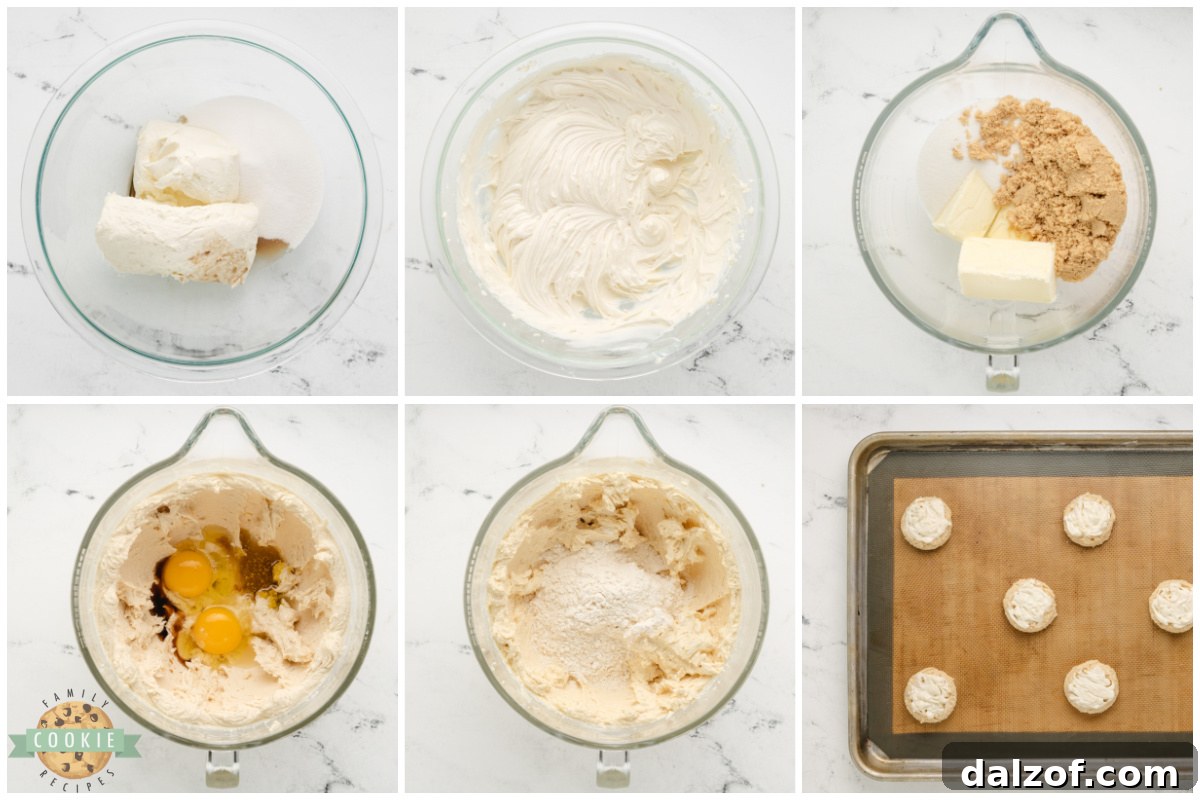 Step by step instructions on how to make Lemon Cheesecake Cookies.