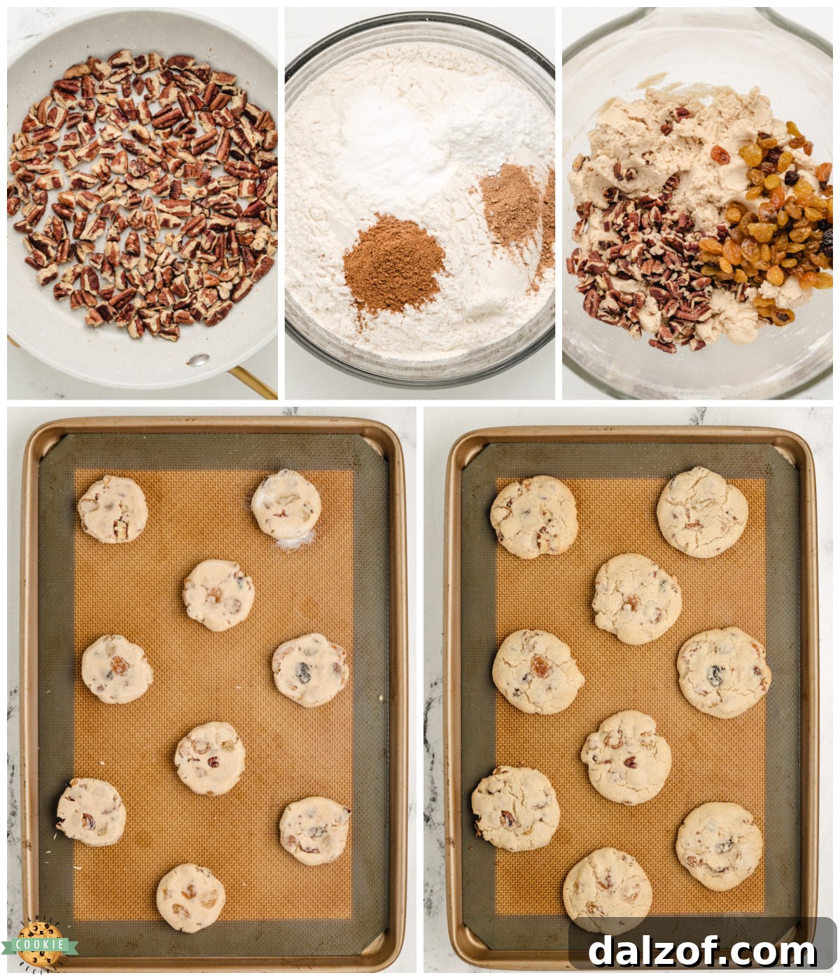making spiced Golden Raisin Cookies with nuts