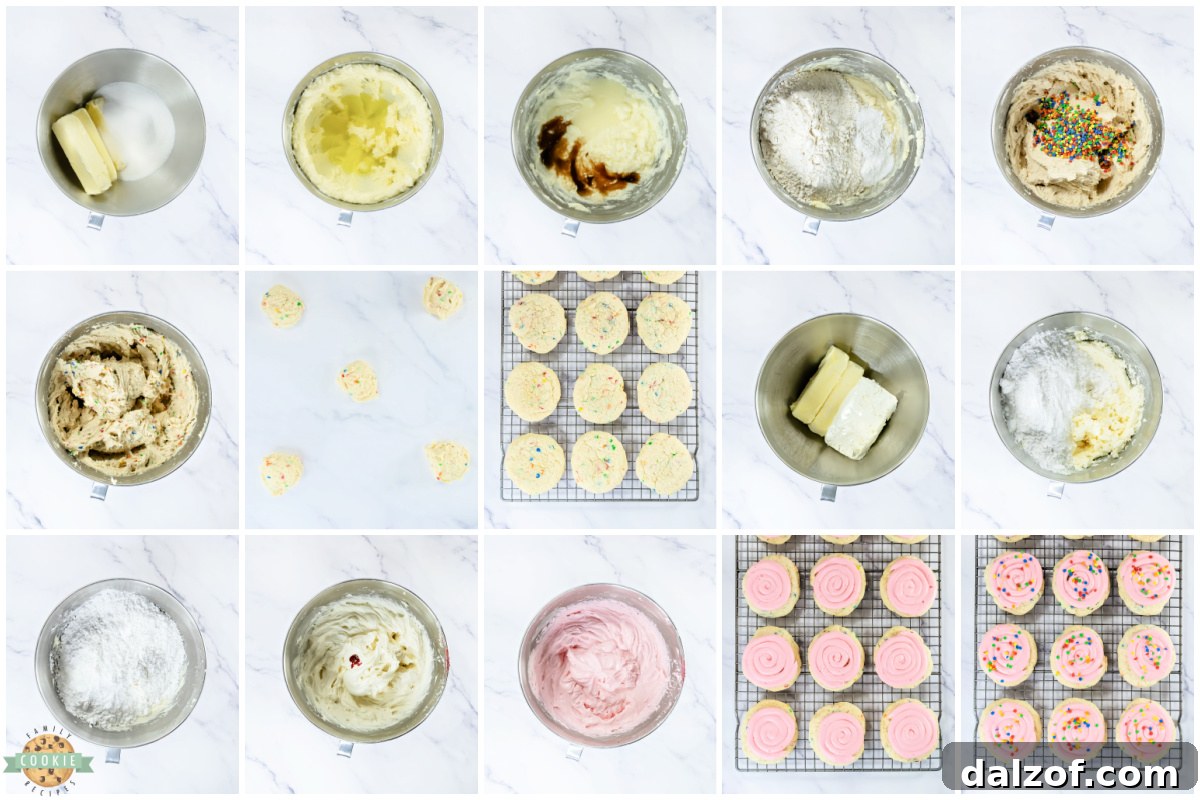 Step by step instructions on how to make Copycat Crumbl Confetti Cake Cookies.