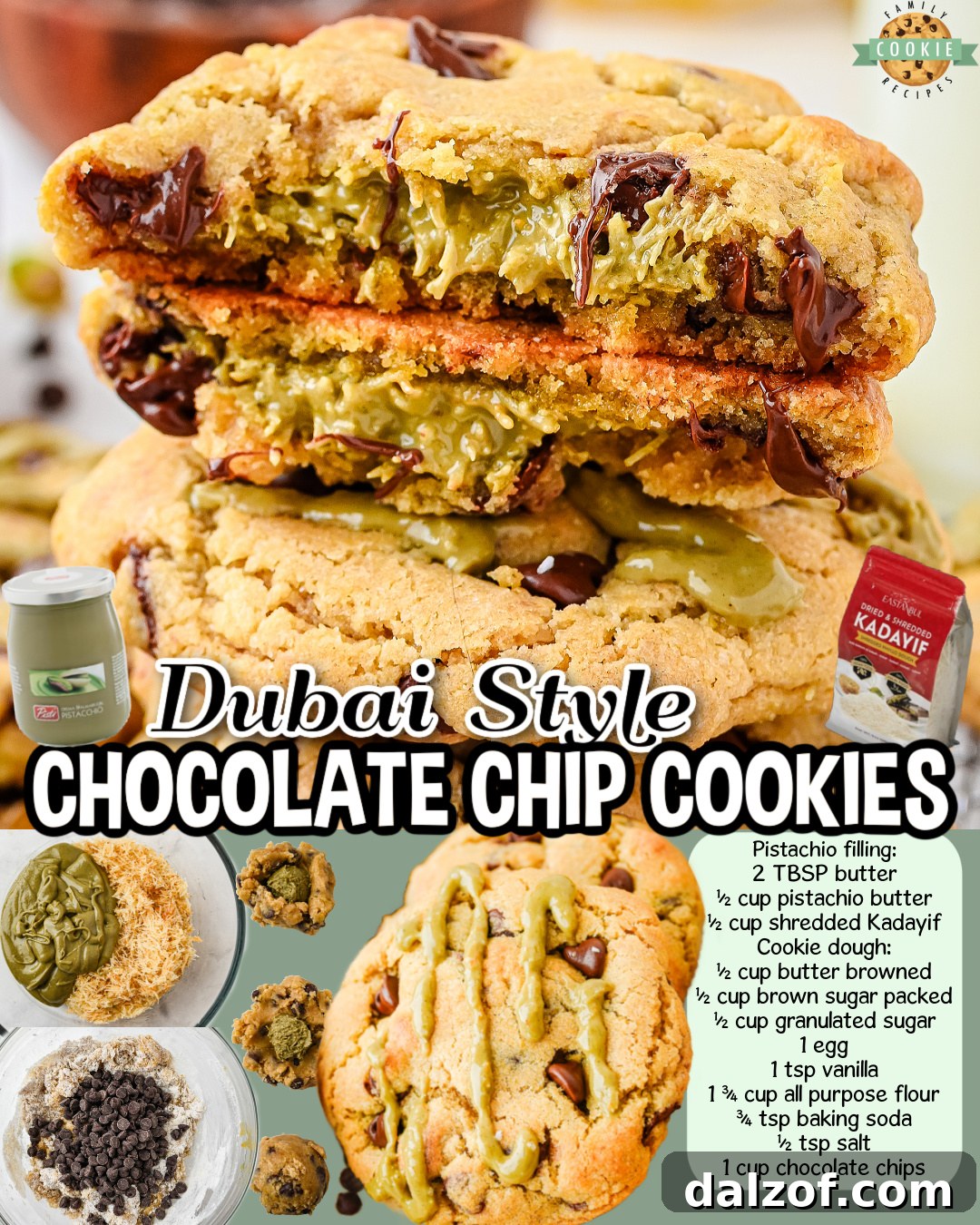 If you’re obsessed with Dubai chocolate, wait until you try it in cookie form! These Chocolate Chip and Pistachio Cookies are gooey, nutty, crunchy, and seriously decadent—definitely not your average chocolate chip cookie.